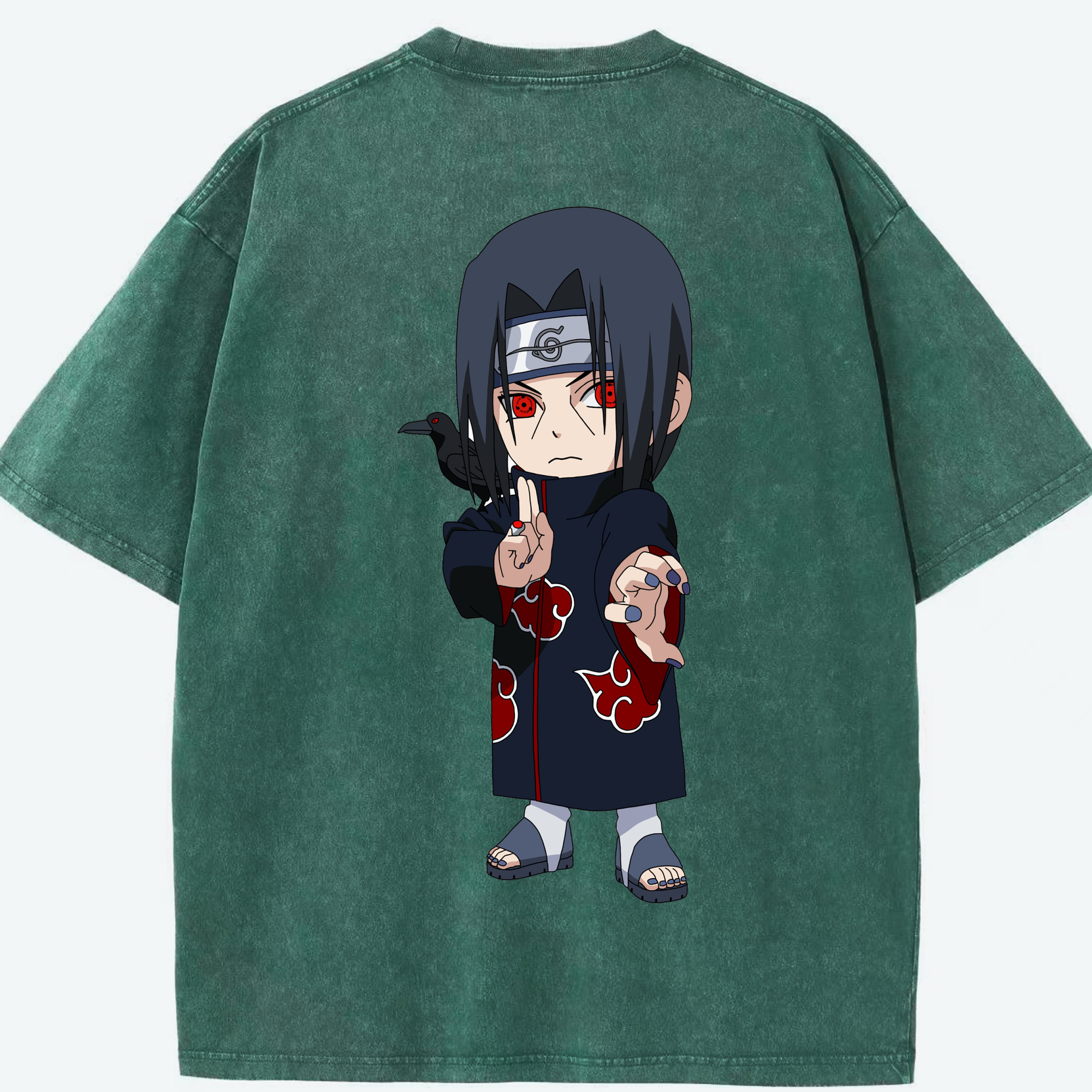 （画像用） NARUTO -ナルト- うちは イタチ Uchiha Itachi 綿100% ヴィンテージ風 半袖Tシャツ（背面プリント）